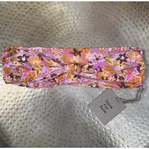 Stone Fox Swim Other - NWT Stone Fox Swim Lele Pink Strapless Bandeau Top Retro Pop XL Hippie Floral
